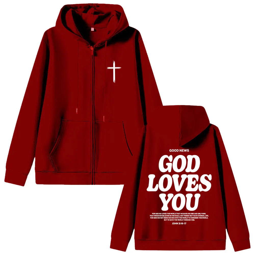 God Loves You Zip Hoodie