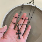Rhinestone Cross Choker