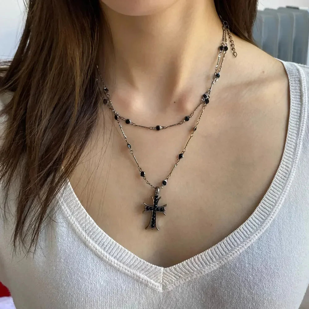 Rhinestone Cross Choker