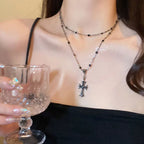 Rhinestone Cross Choker