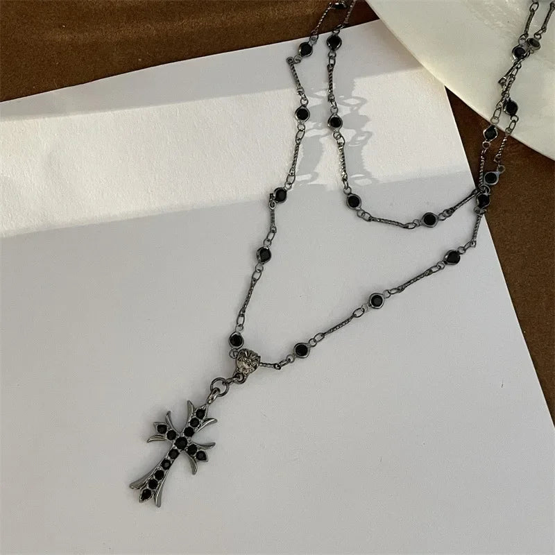 Rhinestone Cross Choker
